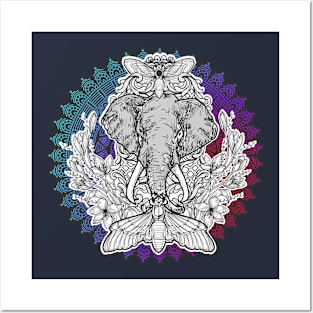 Mystic elephant mandala style design Posters and Art